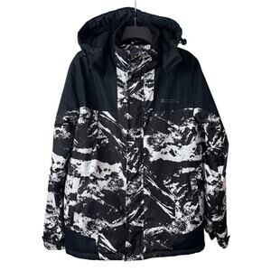 Mountain Warehouse Ski Jacket Shadow II Printed Mens XS Black Water Resistant